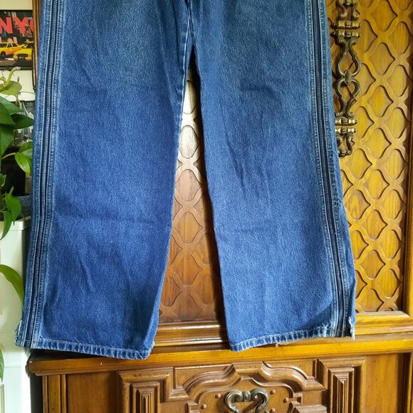 Union Bay 90s Vintage Striped Distressed Baggy Wide Leg Denim Jeans Mens 33x32 - Picture 5 of 16